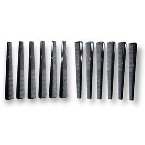 Black Barber Hairdresser Comb - 12 Pack 1/4” Styling Plastic Tool Weave Cornrows